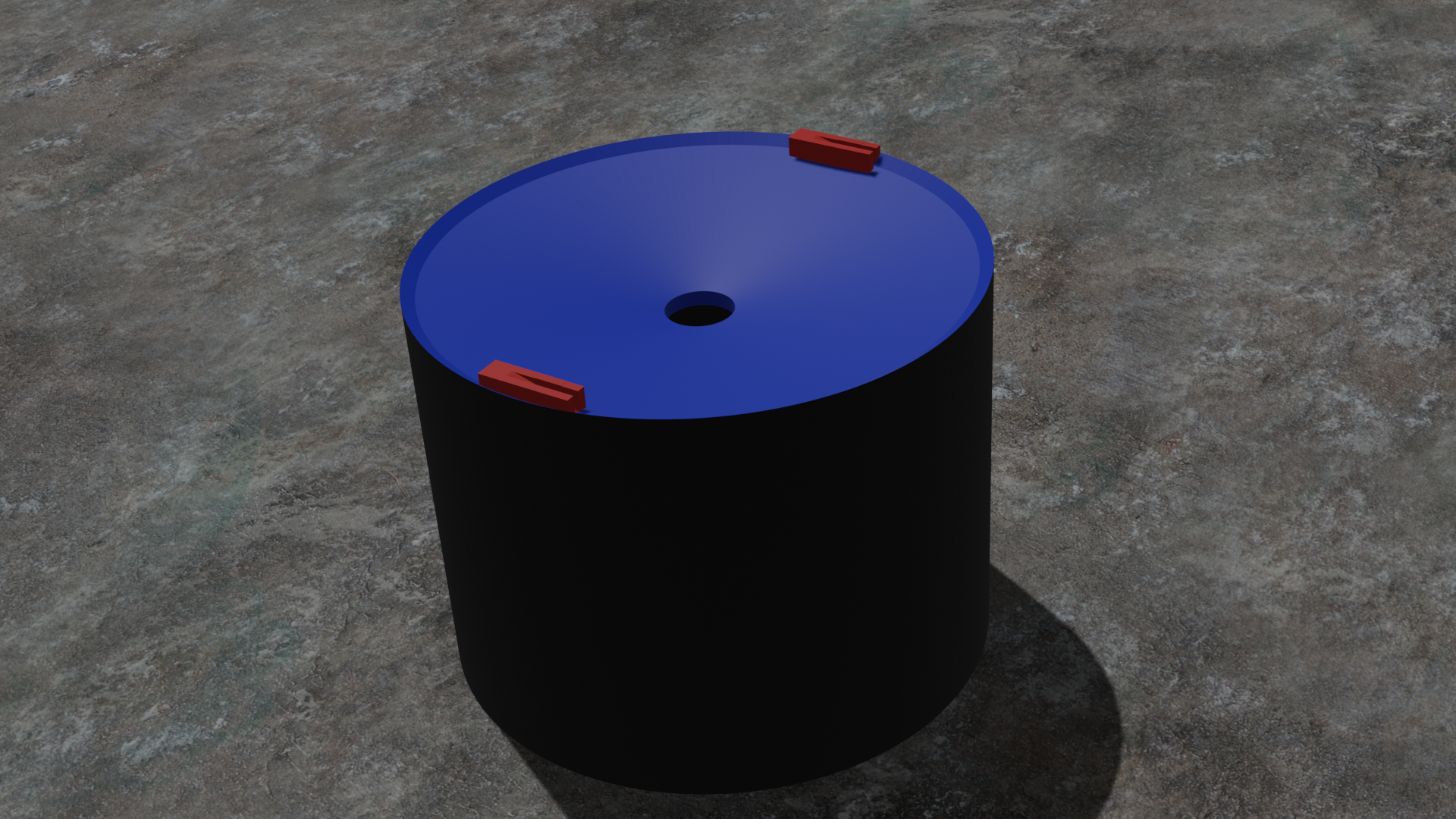 Ein schwarzer runder Geldspender-Trichter.